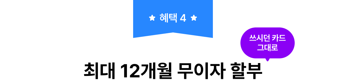 혜택 4. 최대 12개월 무이자 할부 (쓰시던 카드 그대로)