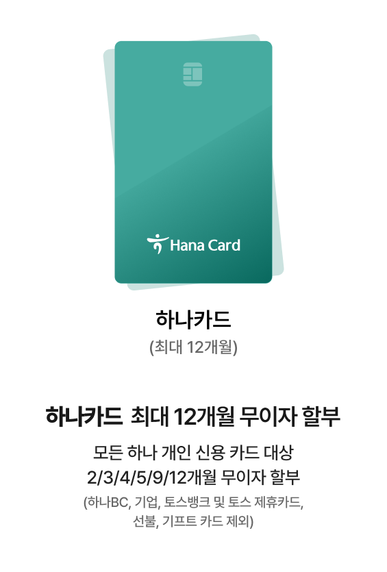 하나카드(최대 12개월)